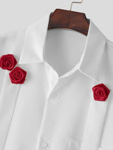 Mens 3D Rose Short Sleeve Shirt SKUL10805
