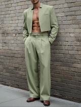 Men's Stripe Cropped Casual Two Pieces Outfit SKUL47873