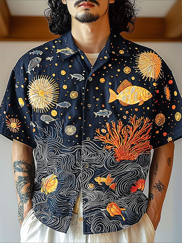 Mens Underwater World Print Short Sleeve Shirt SKUL17011