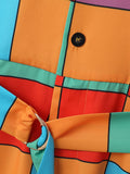 Mens Colorful Color Block Short Sleeve Jumpsuit SKUK61912