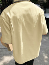 Mens Colorblock Cuban Collar Short Sleeve Shirt SKUL11573