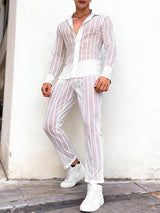 Men's Sheer Striped Mesh Two Pieces Outfit SKUL54083