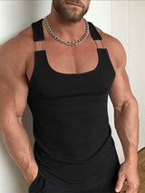 Men's Solid Color Textured Knit Casual Tank SKUL51838