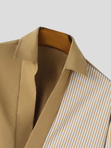 Men's High Street Urban Casual Asymmetrical Stripe Fold Cuff Long Sleeve Lapel Collar Shirt SKUL77516