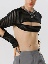 Mens Mesh Knit Cutout Crop Top SKUK12346