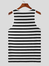 Mens Fitted Horizontal Striped Sleeveless Tank SKUK67909