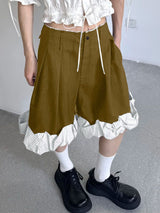 Men's Ruffled Patchwork Striped Casual Short SKUL34026