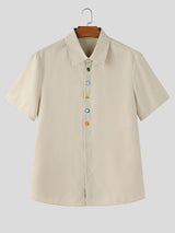 Mens Diamond Embellished Casual Short-Sleeve Shirt SKUL14049