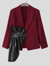 Men's Color Block Patchwork Ruffle Long Sleeve Blazer SKUL38940