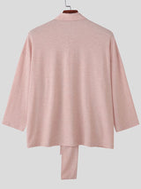 Men's Colorful Cotton Lace Up 3/4 Sleeve Shirt SKUL41015