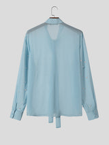 Mens Pearl Embellished Sheer Long-Sleeve Shirt SKUK91779