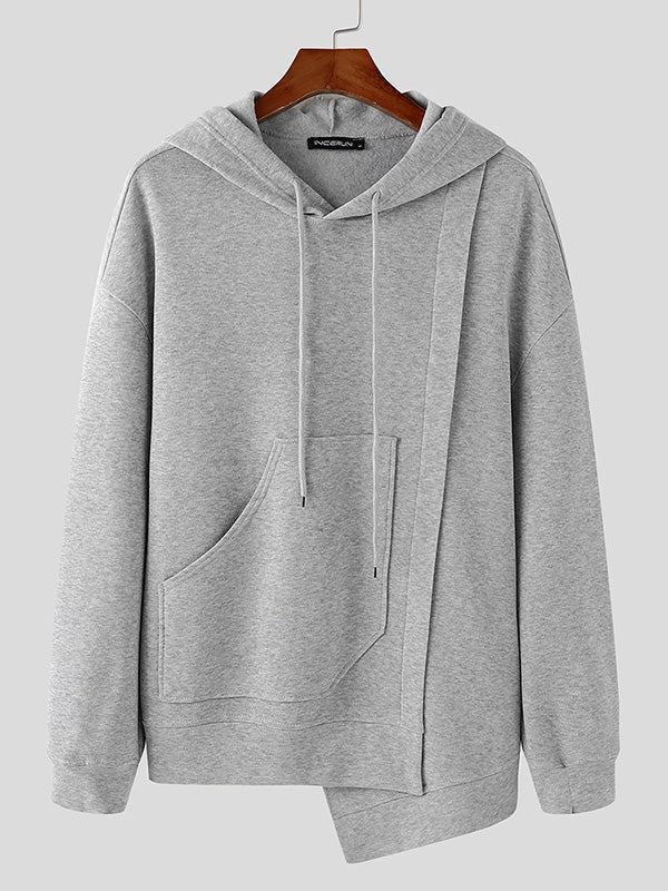 Mens Solid Color Pullover Hoodie SKUK78403