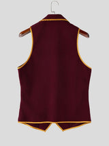 Men's Retro Aristocratic Contrast Trim Lapel Waistcoat SKUL76463