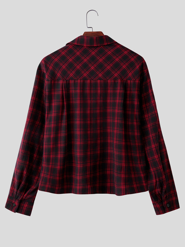 Men's Plaid Casual Long Sleeve Shirt SKUL25099