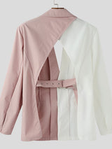 Men's Back Hollow Color Block Casual Long Sleeve Blazer SKUL39014