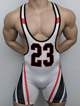 Mens Number 23 Contrast Color Sleeveless Bodysuit SKUL15565