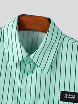 Men's Floral Patchwork Striped Long Sleeve Shirt SKUL45040