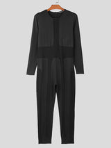 Mens Mesh Patchwork Long Sleeve Jumpsuit SKUK39070