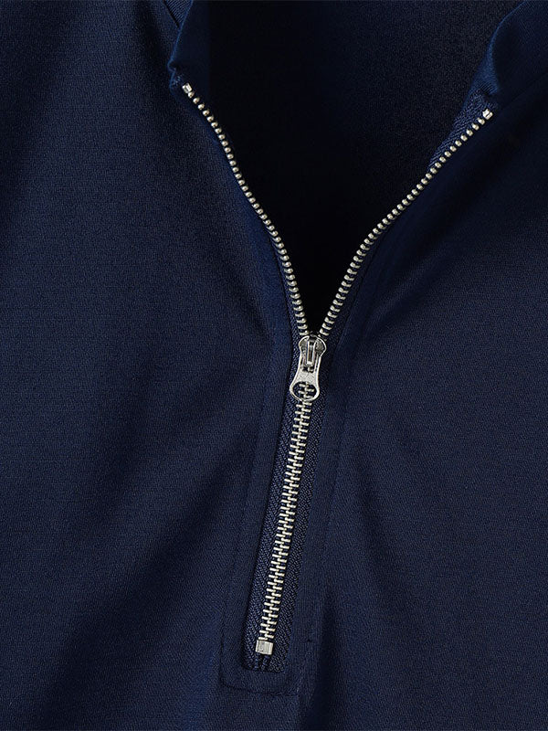 Mens Half-Zip Cropped Short-Sleeve T-Shirt SKUL09317