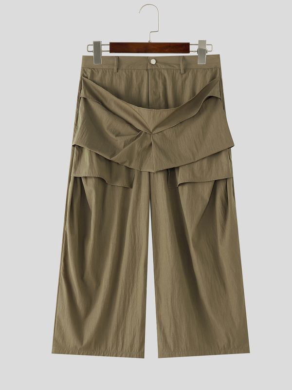 Men's Avant-Garde Deconstructed Tiered Pleated Oversized Baggy Wide Leg Pant SKUL65949