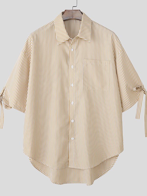 Men's Bow Tie Stripe Half Sleeve Shirt SKUL41034