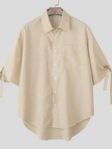 Men's Bow Tie Stripe Half Sleeve Shirt SKUL41034