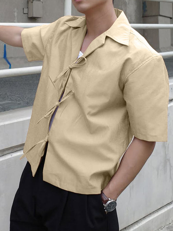 Mens Casual Drawstring Short Sleeve Shirt SKUL08520