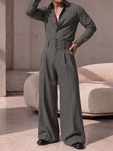 Men's Retro Quiet Luxury Multi Button Cummerbund Waist Pleated Two Pieces Outfit SKUL82400