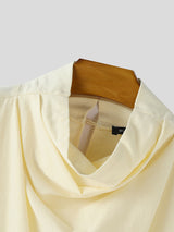 Mens Solid Color Casual High Neck Short Sleeve T-Shirt SKUL18988