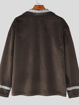 Men's Lace Patchwork Velvet Long Sleeve Jacket SKUL35230