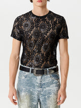 Mens Hollow See Through Short Sleeve T-Shirt SKUK51745