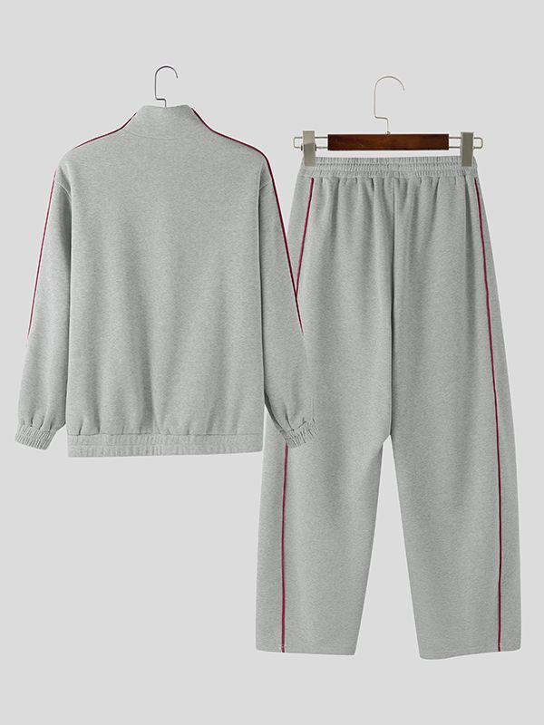 Men's Sport Style Contrast Trim Two Pieces Outfit SKUL48664