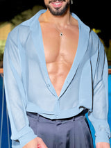 Mens Casual Sheer Mesh Long Sleeve Shirt SKUK99011