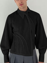 Men's Deconstructed Asymmetric Placket Design Long Sleeve Shirt SKUL43599