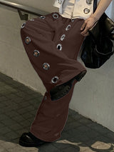 Men's Solid Color Eyelet Casual Pant SKUL22310