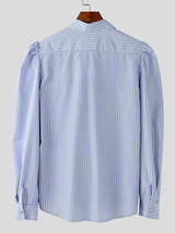 Mens Solid Color Striped Long-Sleeve Shirt SKUK89227