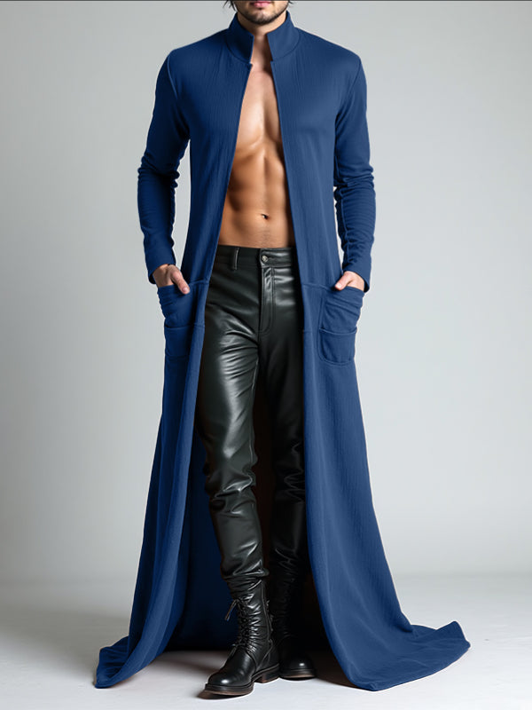 Men's Solid Color Textured Long Sleeve Cardigan SKUL29602