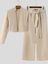 Men's Solid Color Star Collar Cropped Two Pieces Outfit SKUL45355