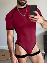 Men's Colorblock Crew Neck Short Sleeve Bodysuit SKUL21117