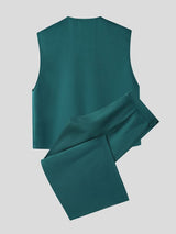 Men's Avant-Garde Stage Performance Asymmetrical Draped Pleat High Waist Floor Length Two Pieces Outfit SKUL77981