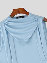 Men's Avant-Garde Knit Textured Draped Cowl Neck Tank SKUL54686
