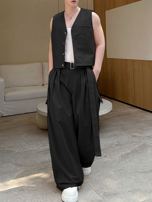 Mens Solid Color Casual Two Pieces Outfit SKUL15142