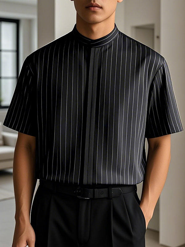 Mens Striped Casual Short Sleeve Shirt SKUL19083