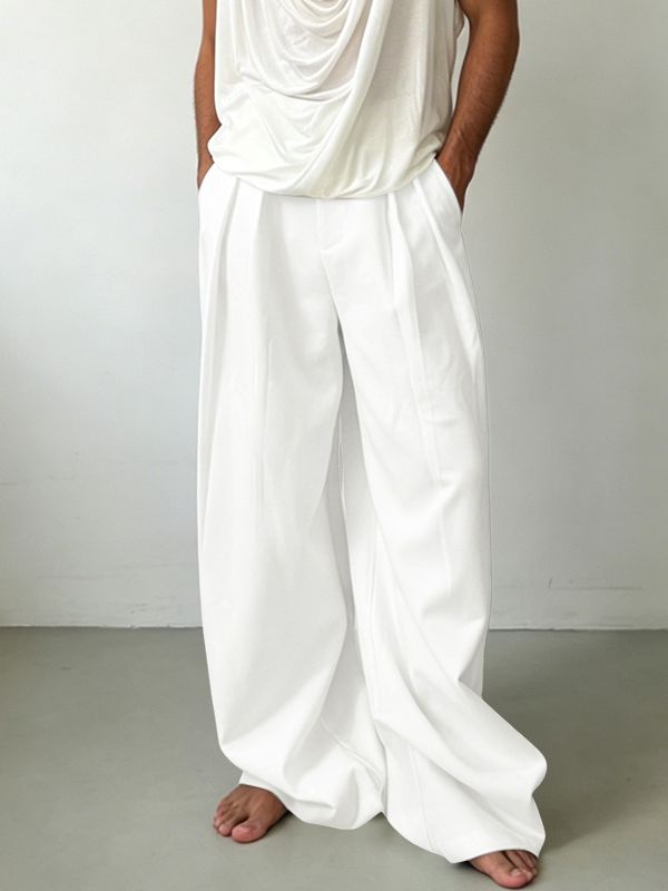 Men's Vintage Casual High Waist Baggy Wide Leg Pant SKUL60992