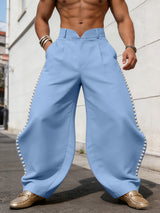 Men's Avant-Garde Sculptural Pearl-Embellished V-Waist Balloon Pant SKUL68004