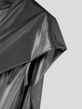 Men's Avant-Garde Glam Stage Runway Metallic Drape Cape One-Shoulder Tank SKUL82428