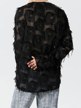 Mens Fringe See Through Long Sleeve Kimono SKUK41882