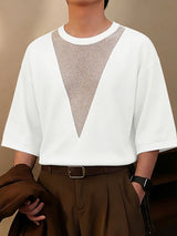 Men's Sheer Mesh Patchwork Short Sleeve T-shirt SKUL52632