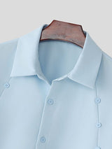 Men's Avant-Garde High Street Multi-Button Deconstructed Relaxed Short Sleeve Shirt SKUL60138