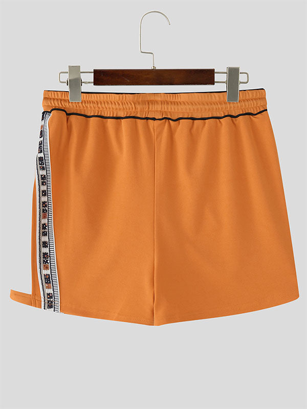 Men's Ethnic Style One-Side Hollow Casual Short SKUL15235